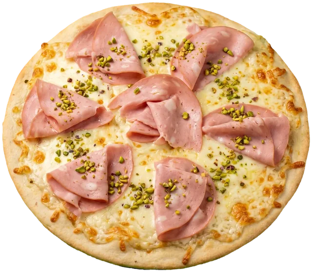 Pizza White woman senza glutine: fior di latte, mortadella e pistacchio