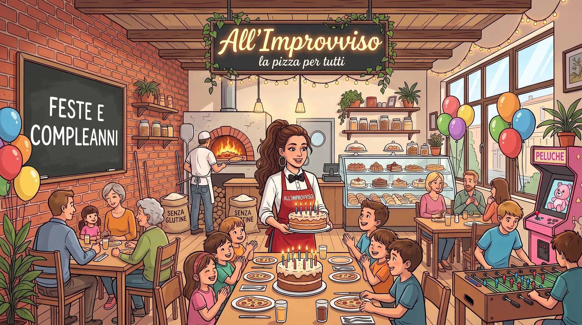 Una festa di compleanno per bambini ad All'Improvviso, con la torta senza glutine e l'angolo giochi