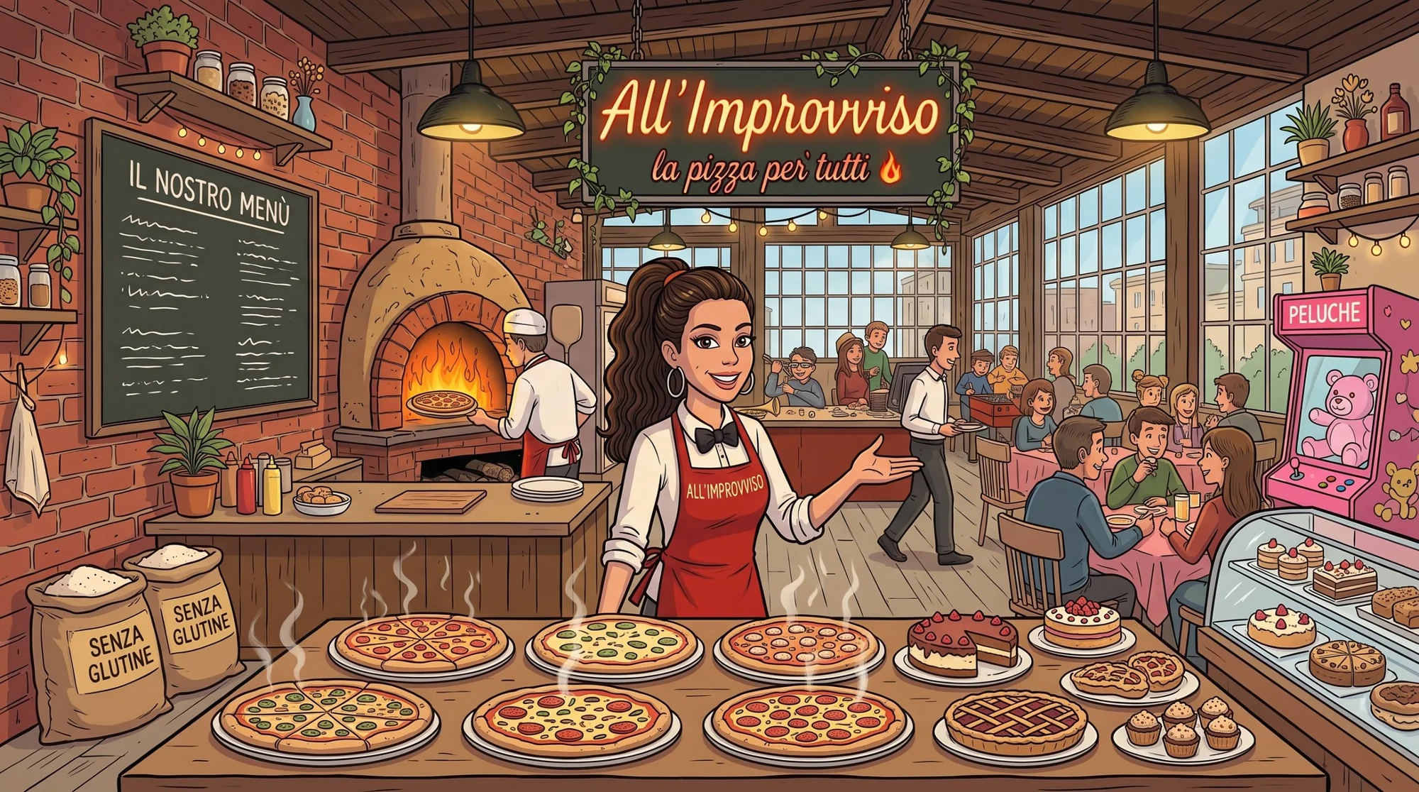 Il menù senza glutine di All'Improvviso: pizze nei vari impasti e dolci della pasticceria