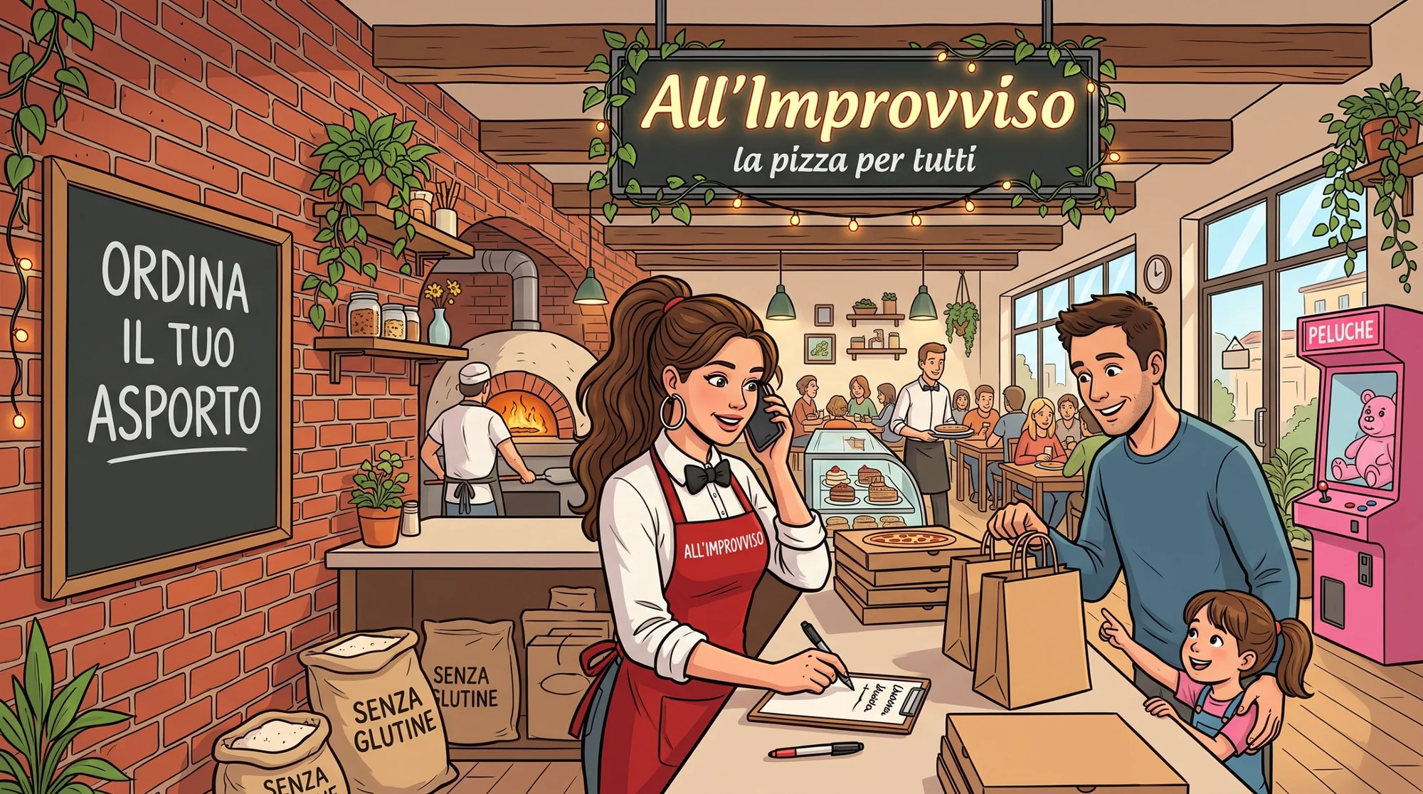 Il banco dell'asporto di All'Improvviso: ordini di pizza senza glutine da ritirare o in consegna a Livorno