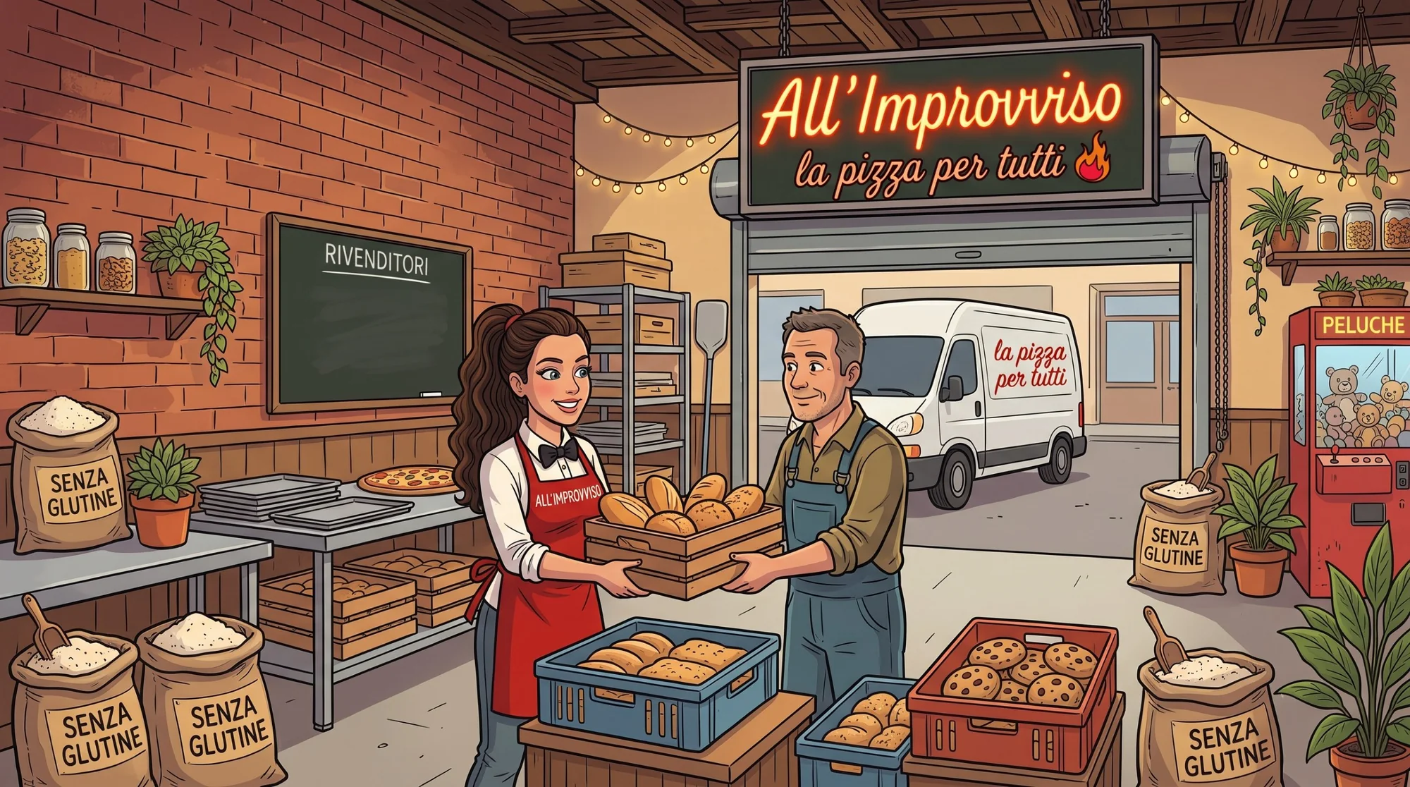 Il laboratorio senza glutine di All'Improvviso che consegna pane, schiacciata e dolci ai rivenditori